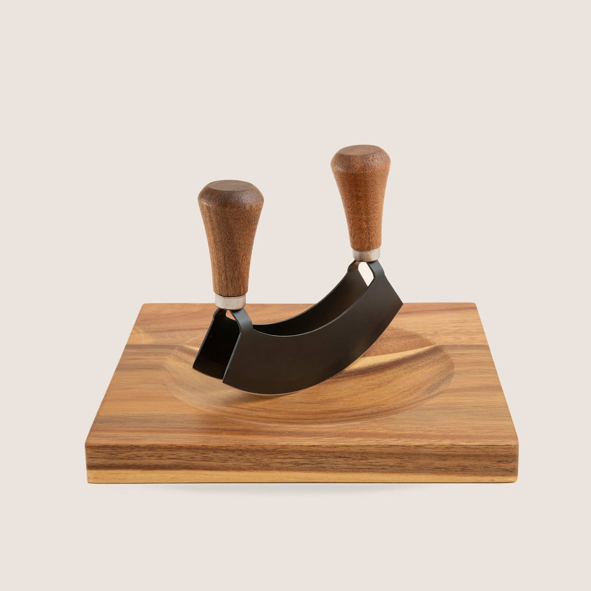 Agni Acacia Cutting Board With Knife 20x20cm Natural