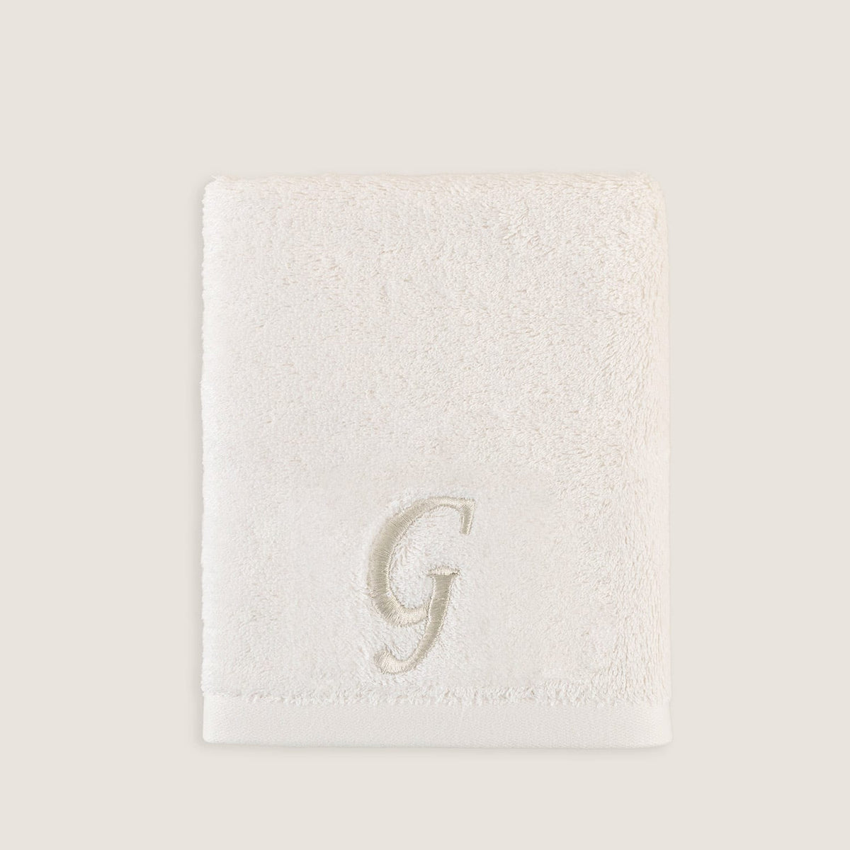Solid Embroidered Face Towel (G) 50x90cm Ecru