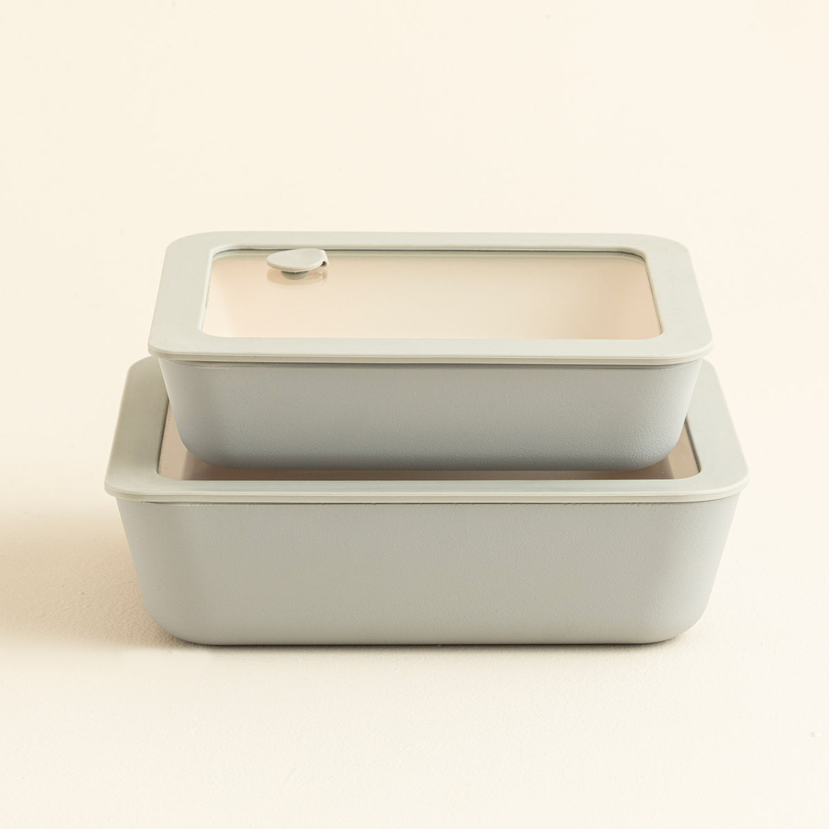 Agni Set Of 2 Glass Storage Container 14.5x19.5x5.5cm Light Gray