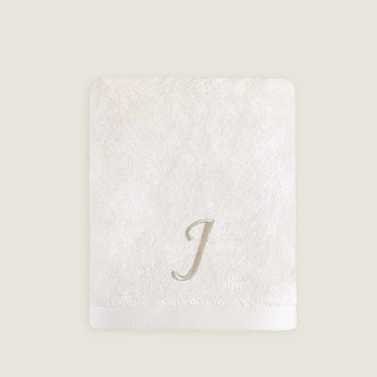 Solid Embroidered Face Towel (J) 50x90cm Ecru