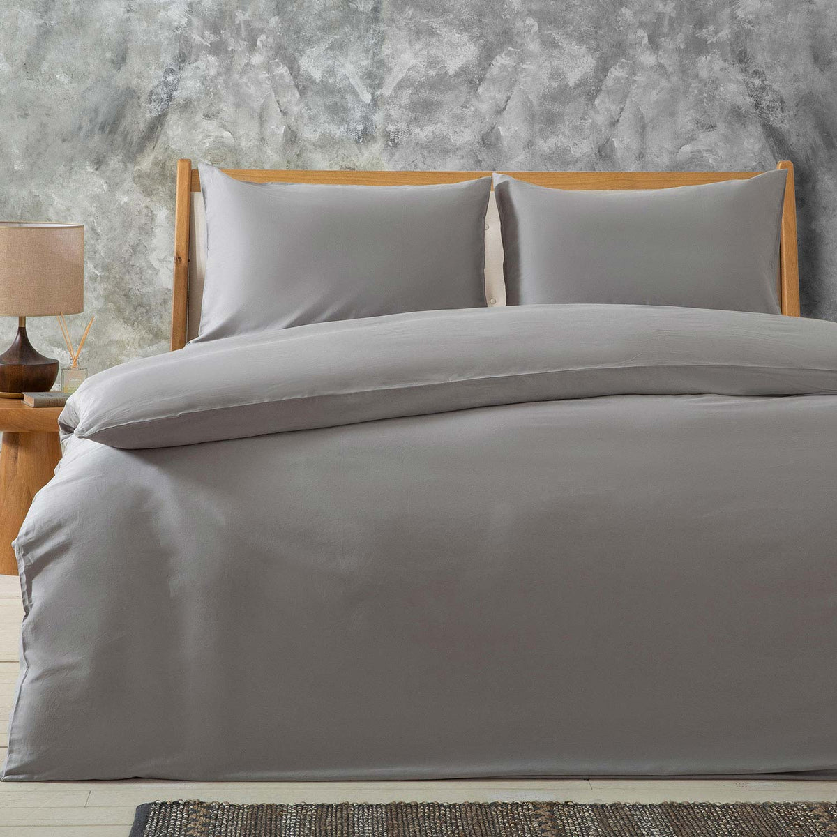 Alana Duvet Cover Set Single Size 160x220cm Gray