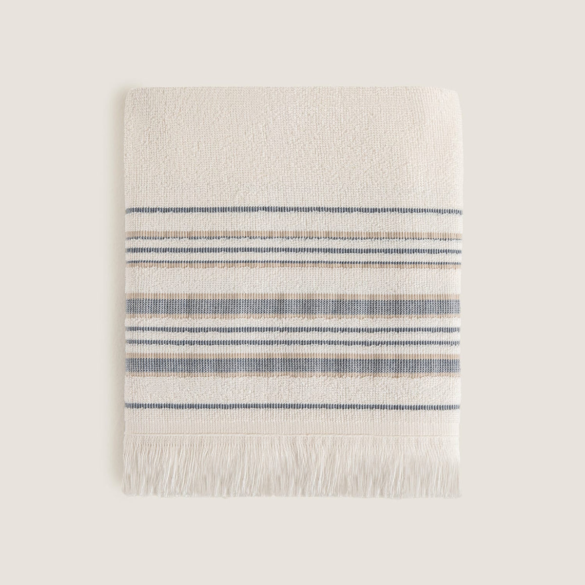 Derin Bamboo Face Towel 50x90cm Off White / Marine Blue