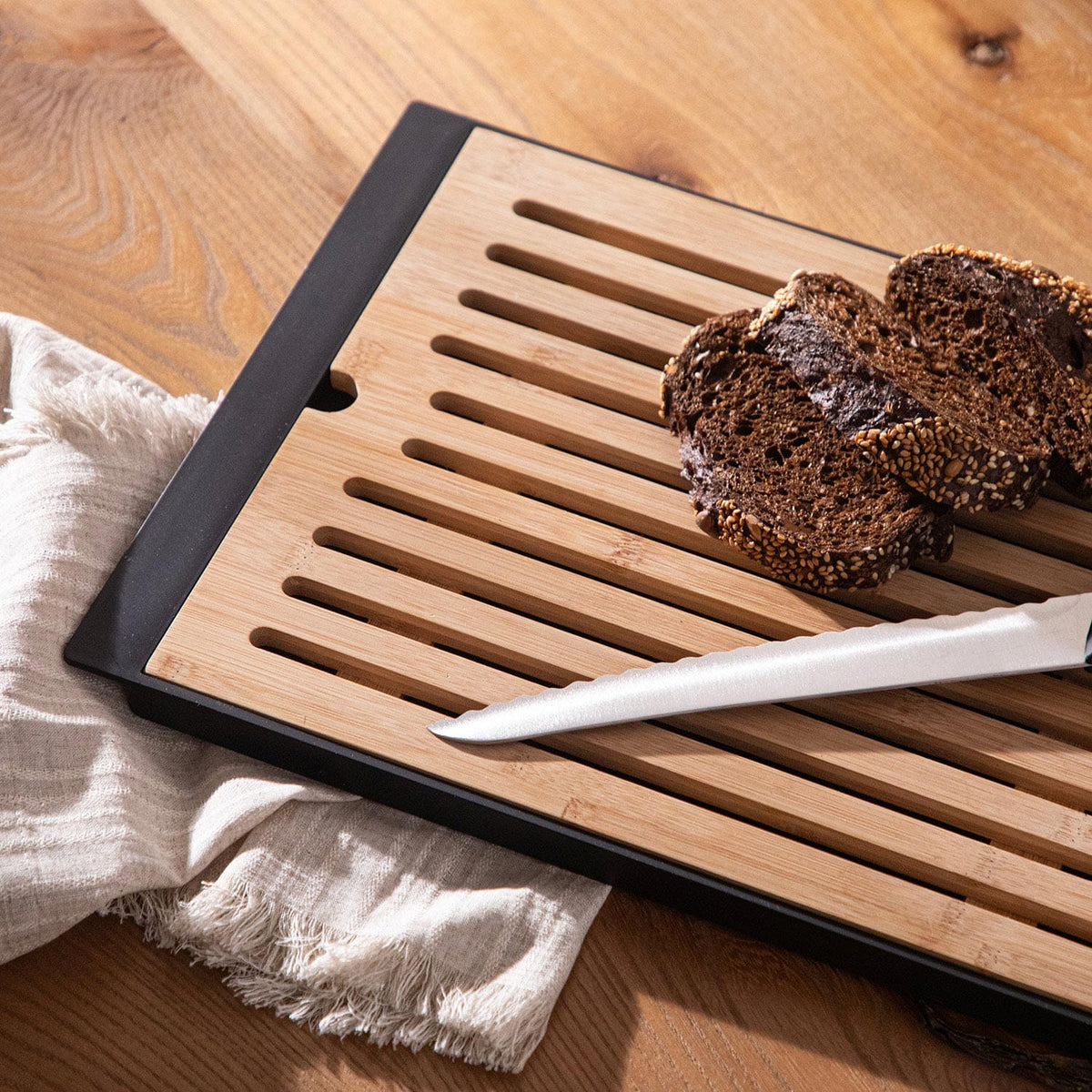 Agni Bamboo Knife Bread Cutting Board 38x27cm Natural