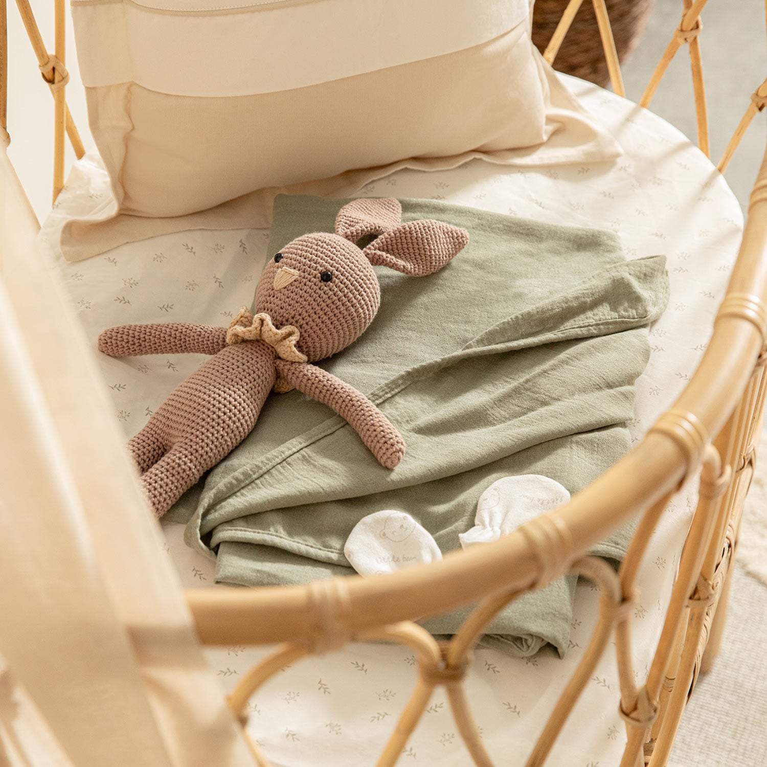 Harvey Baby Pique Coverlet 150x100cm GREEN