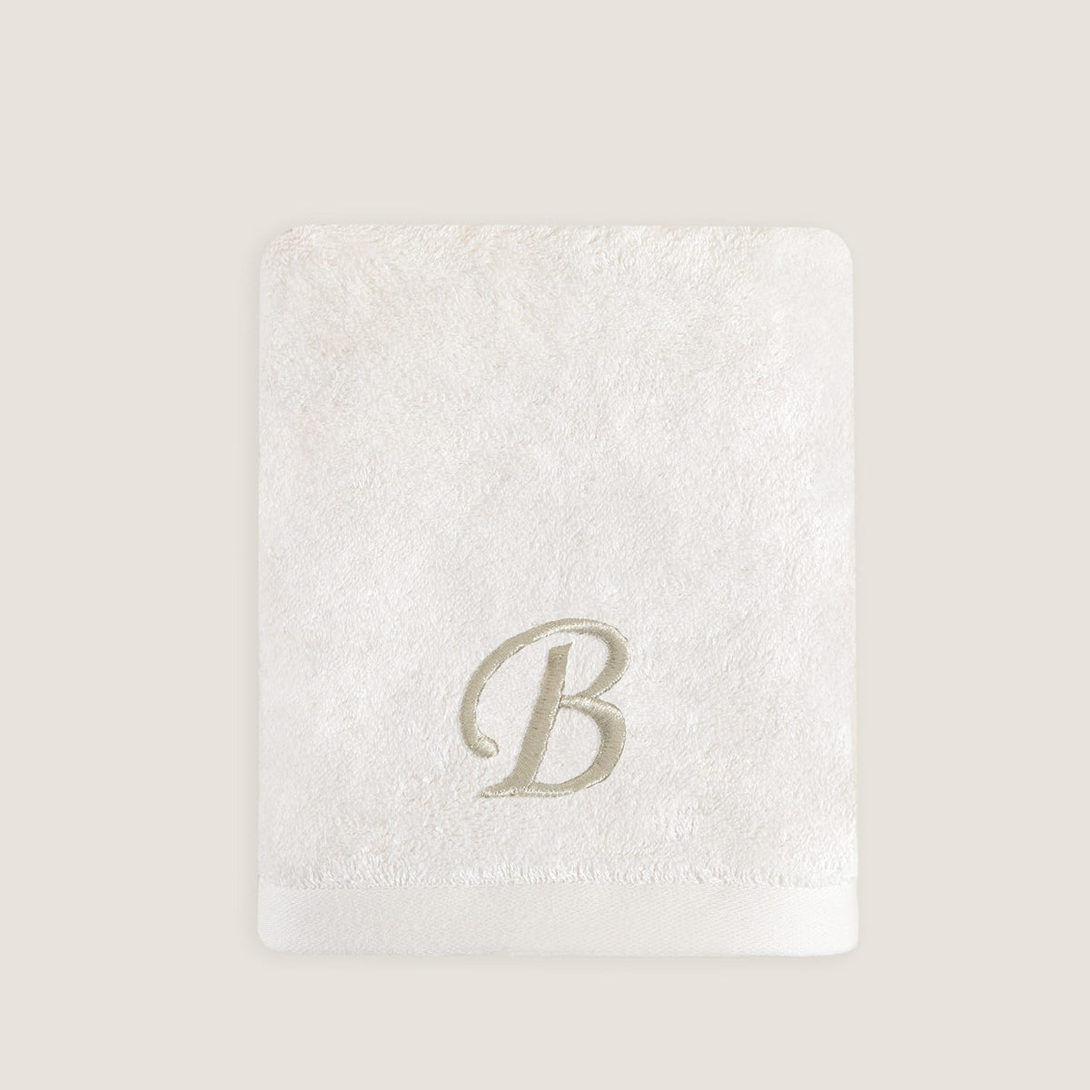 Solid Embroidered Face Towel (B) 50x90cm Ecru