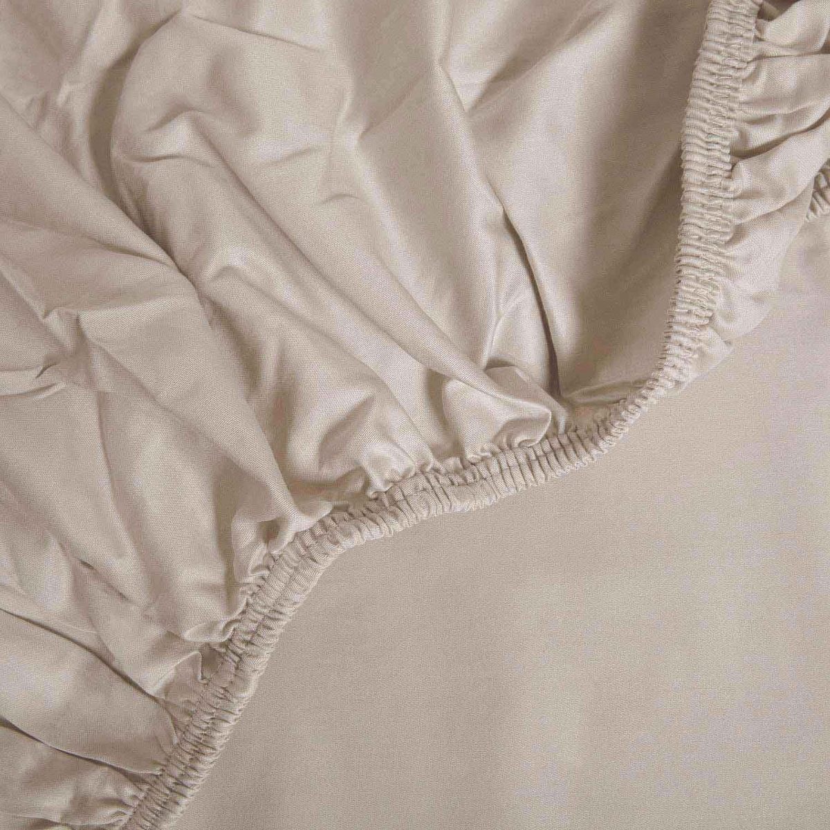 Classic Bamboo Cotton Double Fitted Bed Sheet 160x200cm Beige