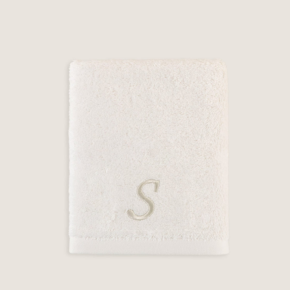 Solid Embroidered Face Towel (S) 50x90cm Ecru