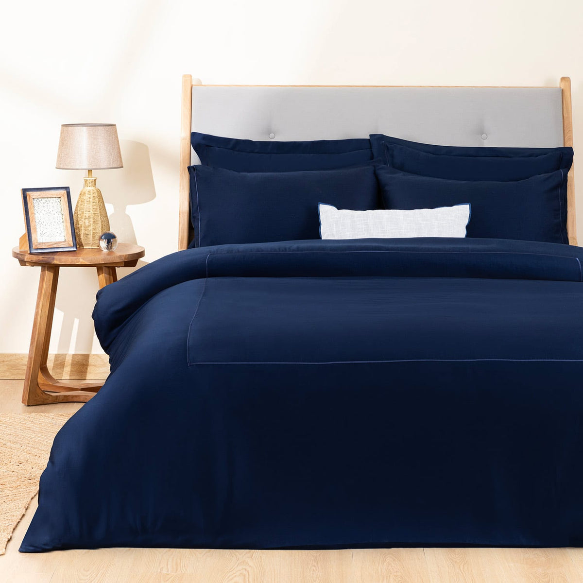 Bamboo Duvet Cover Double 200x220cm Marine Blue
