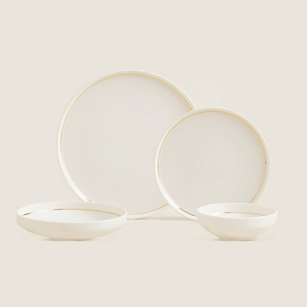 Luna Rim Dinner Set 16 Pieces Gold