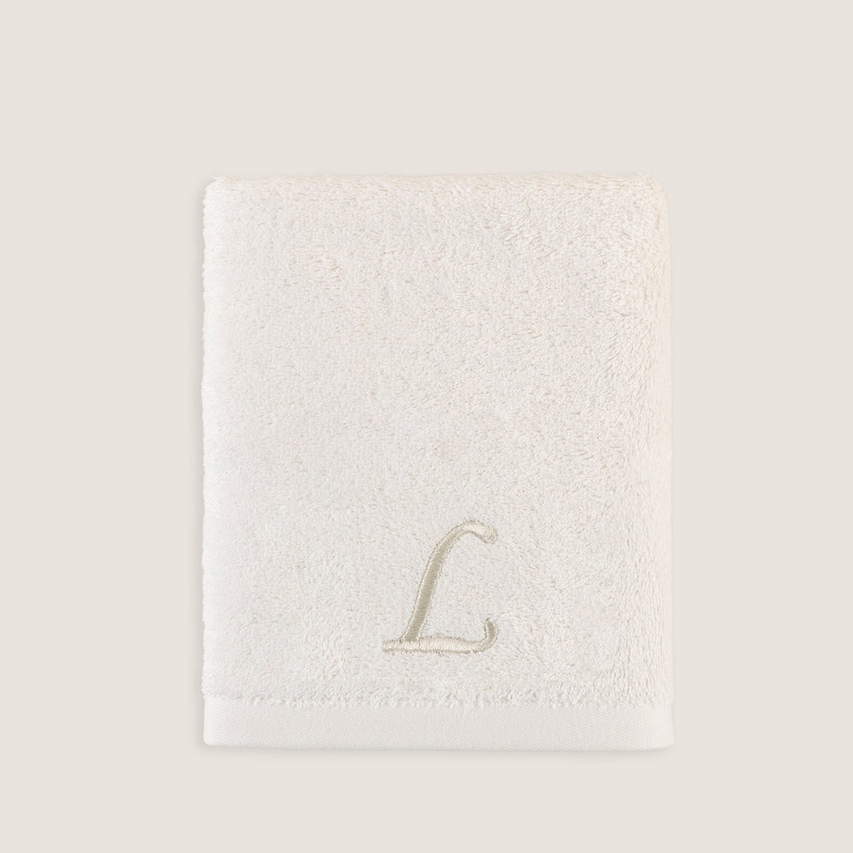 Solid Embroidered Face Towel (L) 50x90cm Ecru