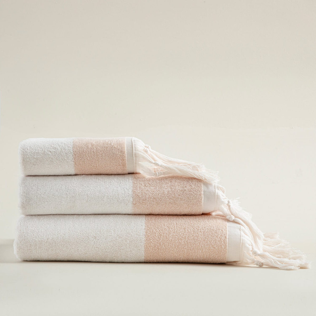 Bermundo Hand Towel 30x50cm Powder Pink / Ecru