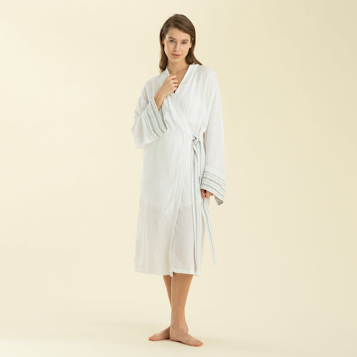 Atigrado Robe White / Marine Blue